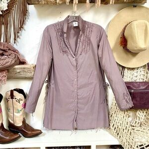 Unique rustic edge longer boho blouse w southwestern equestrian vibe